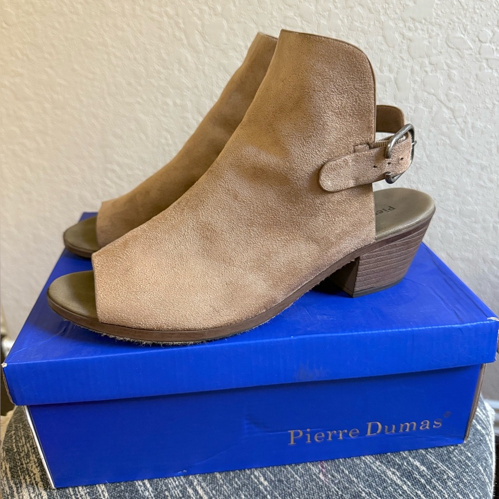 Pierre Dumas Beige Peep Toe Ankle Booties
